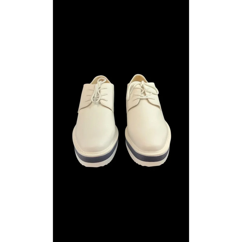 Womens Platform Oxfords Lace Up Shoes‎ Chunky Sole White Fashion Sneakers